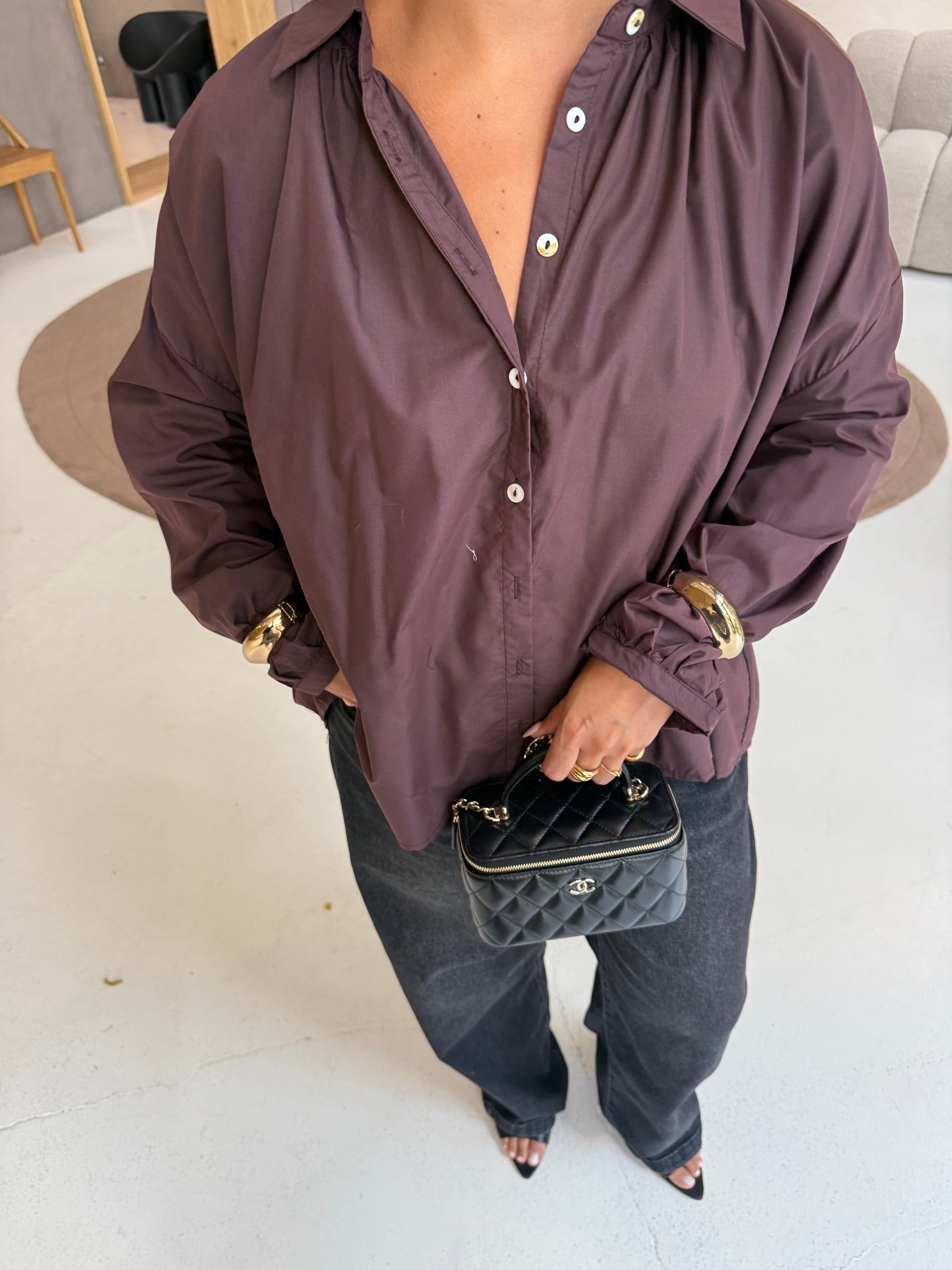 Chemise MELIS plissée au dos bordeaux (JY5104)