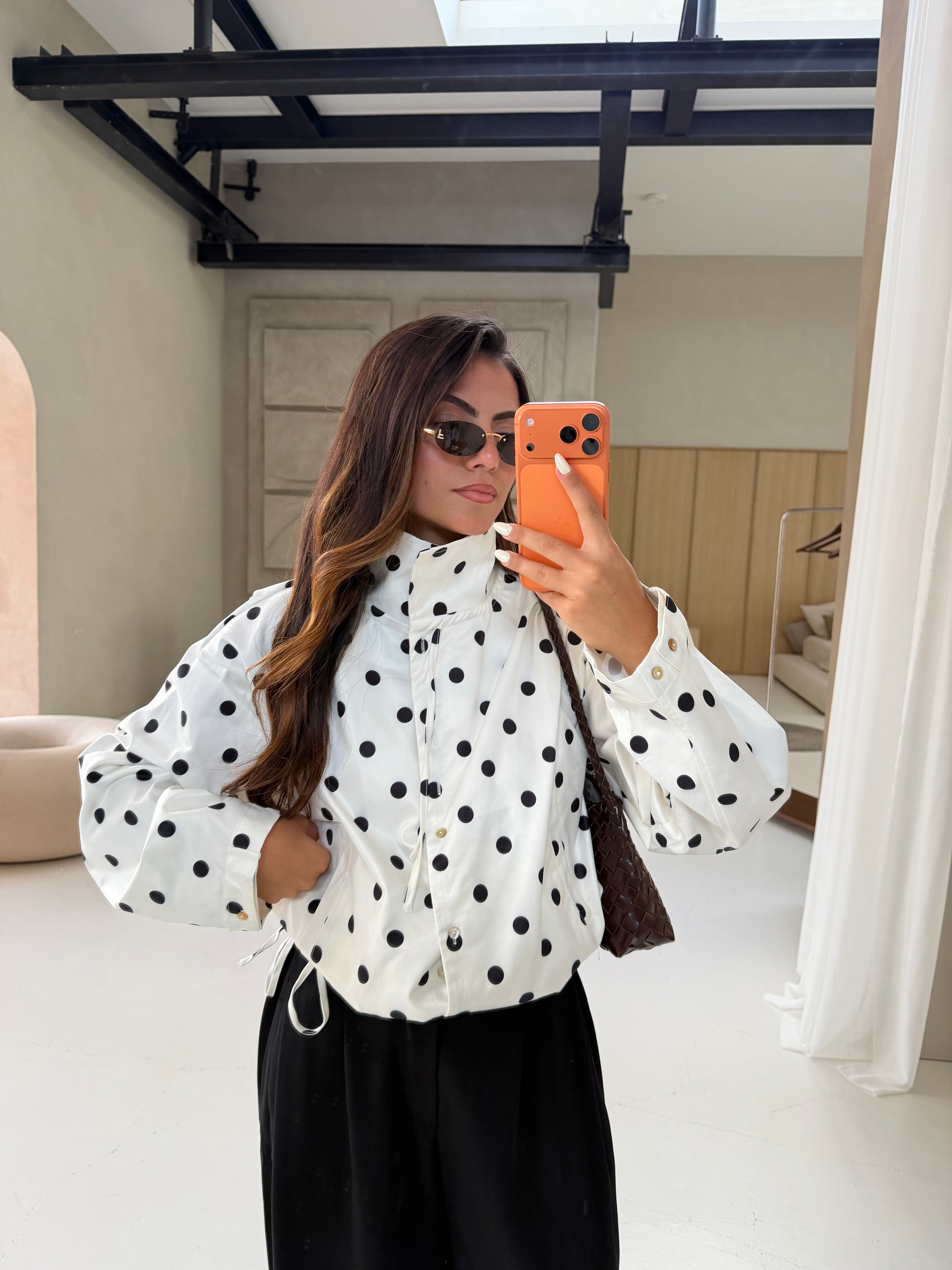 Veste POIS blanche et noire (GI7226)