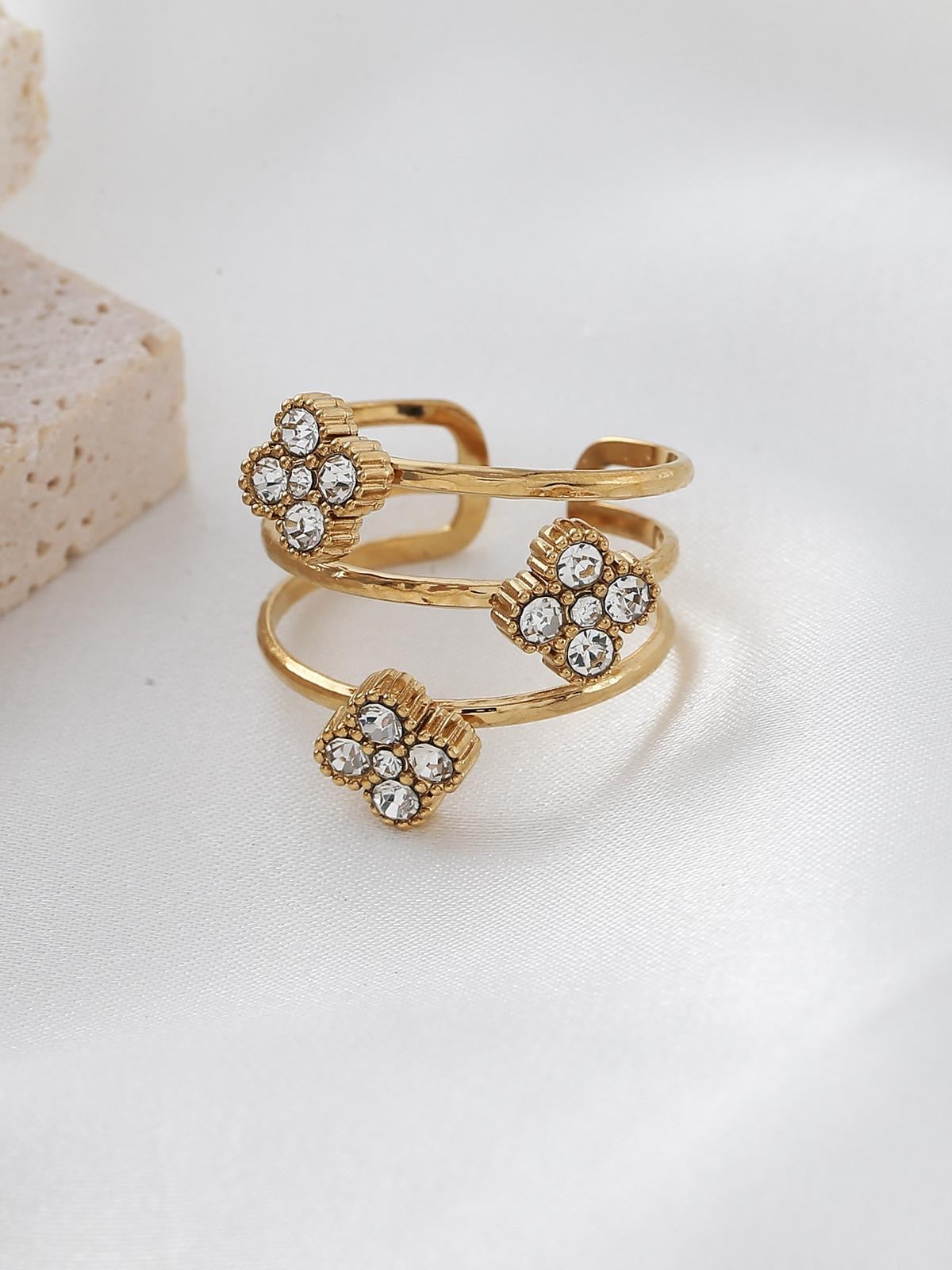Bague SYLVIE fleur argenté (R-11011)