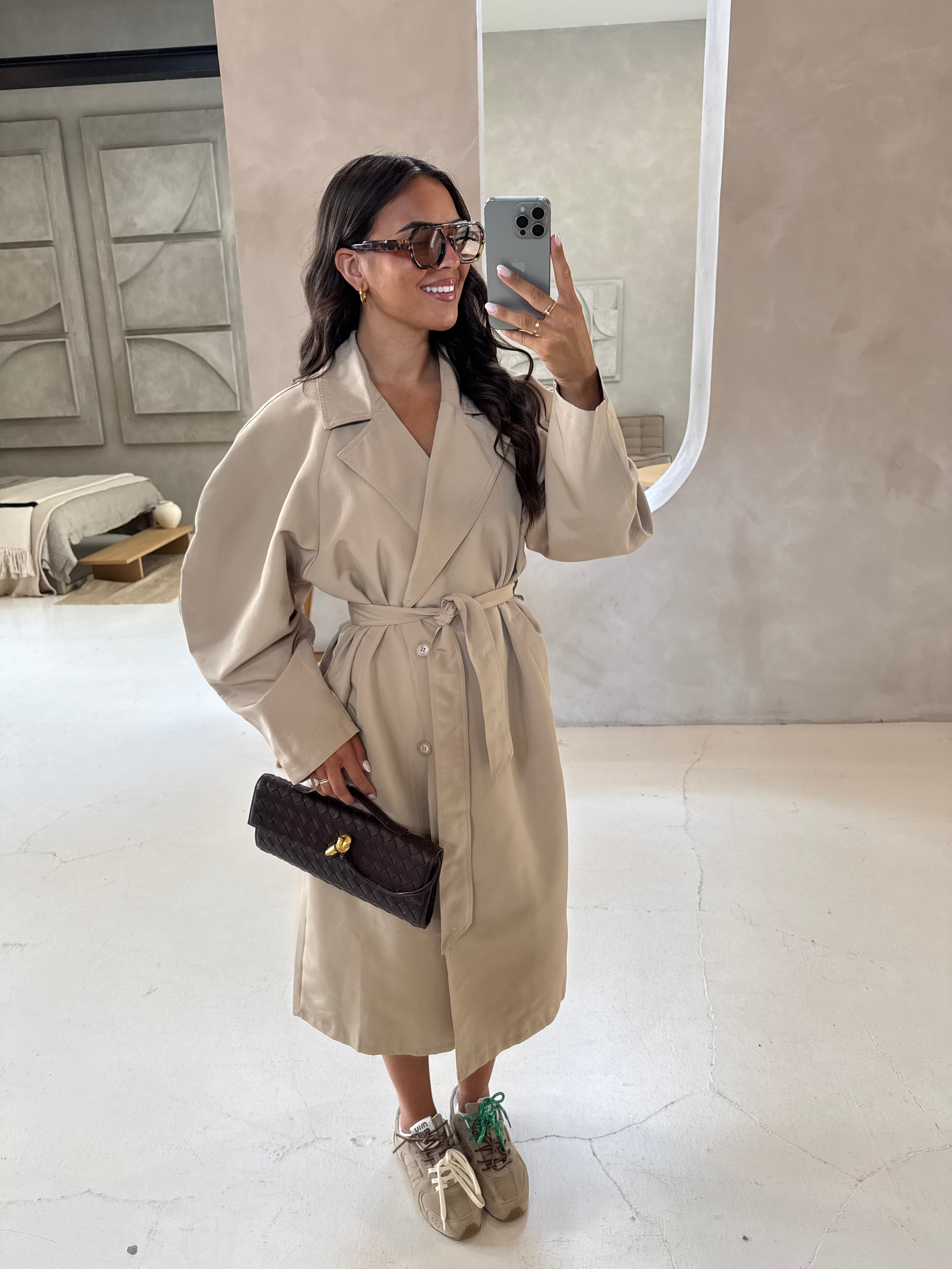 Manteau manche ballon beige (V10272)