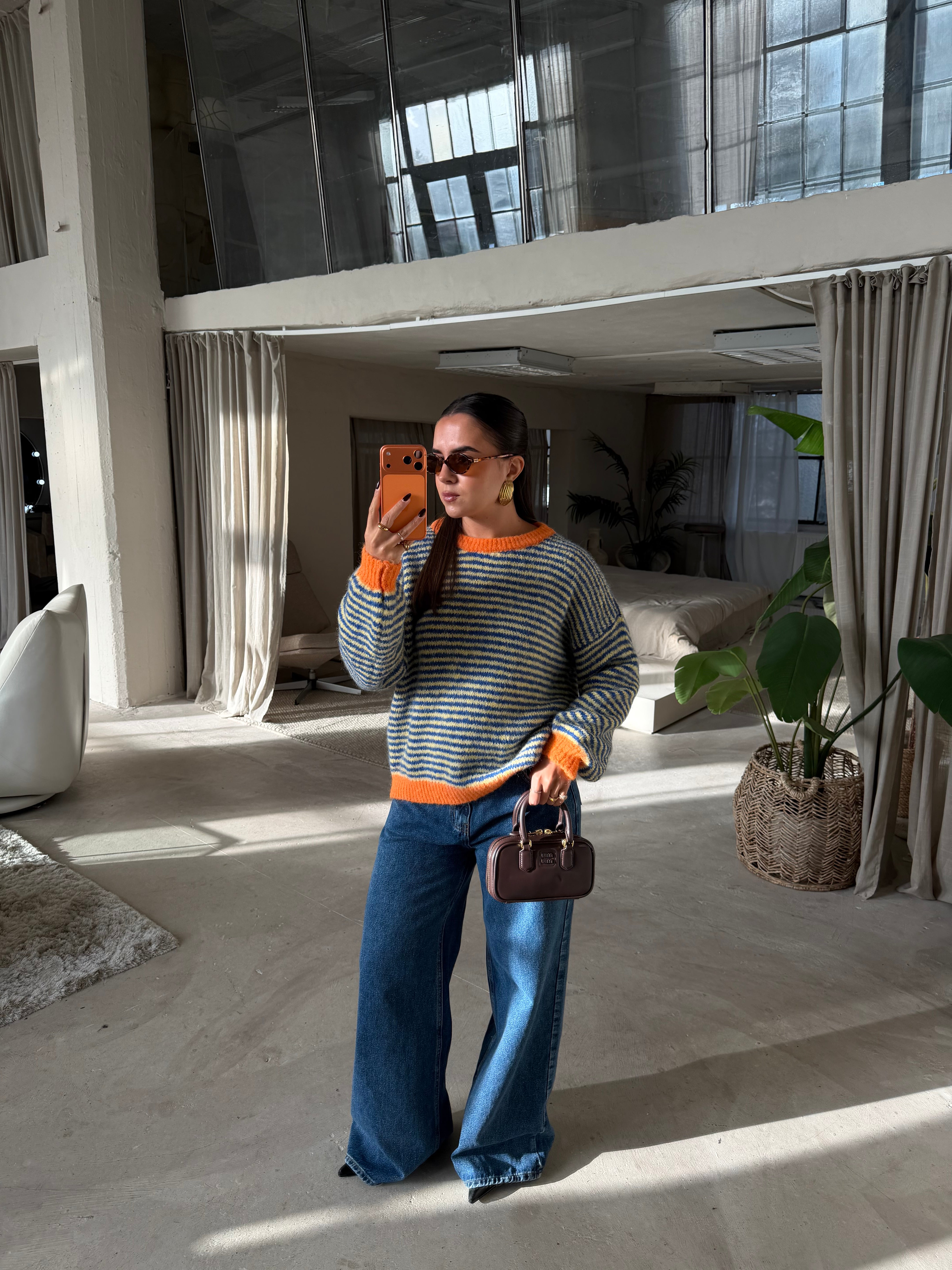 Pull VANIA orange bleu