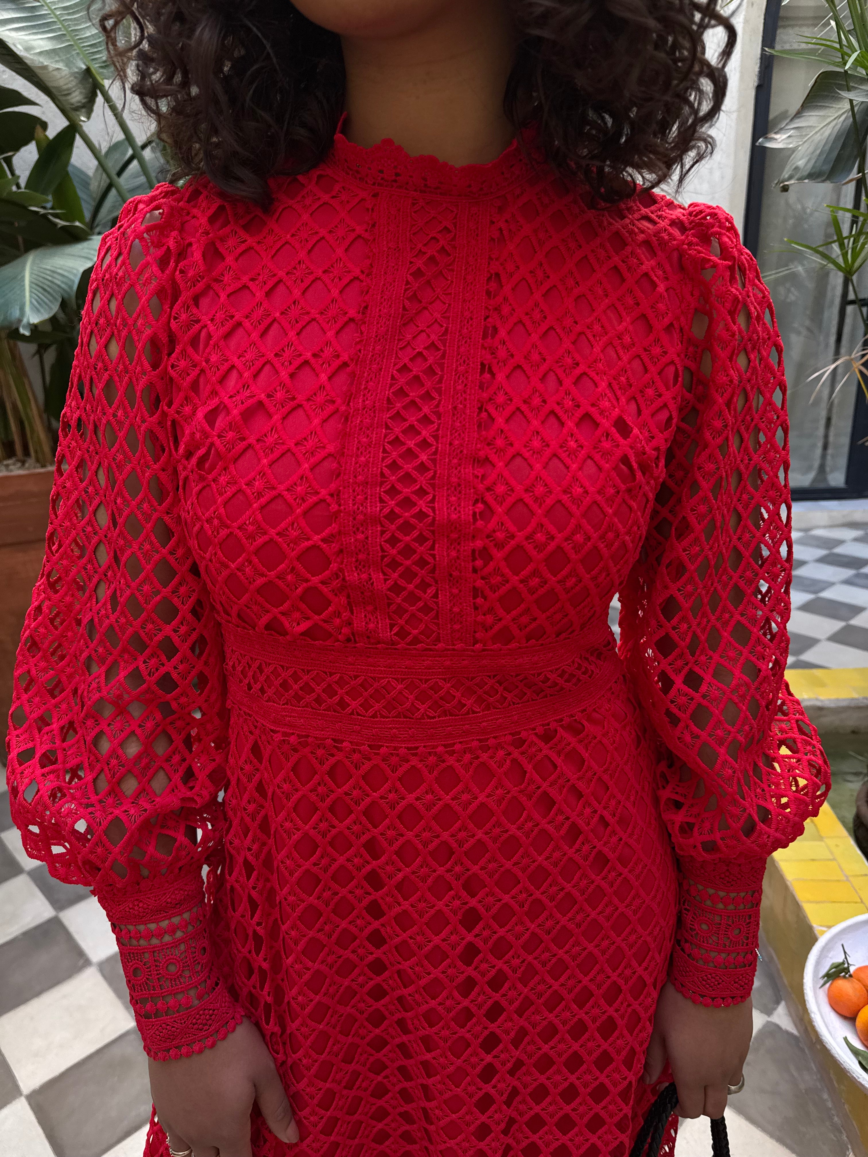 Robe BRODERIE rouge (A68552)