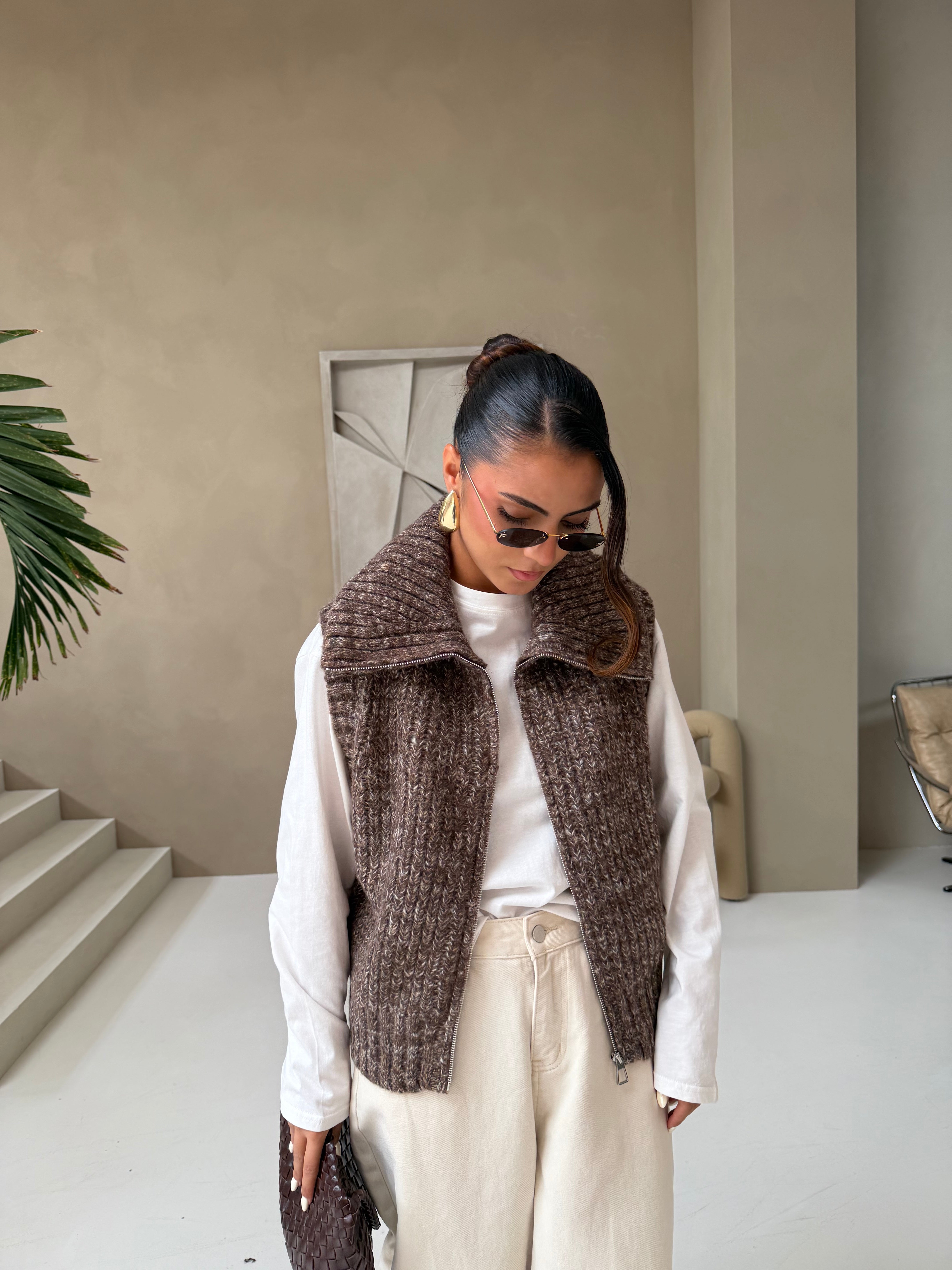 Gilet sans manche BERYL marron (LC402)