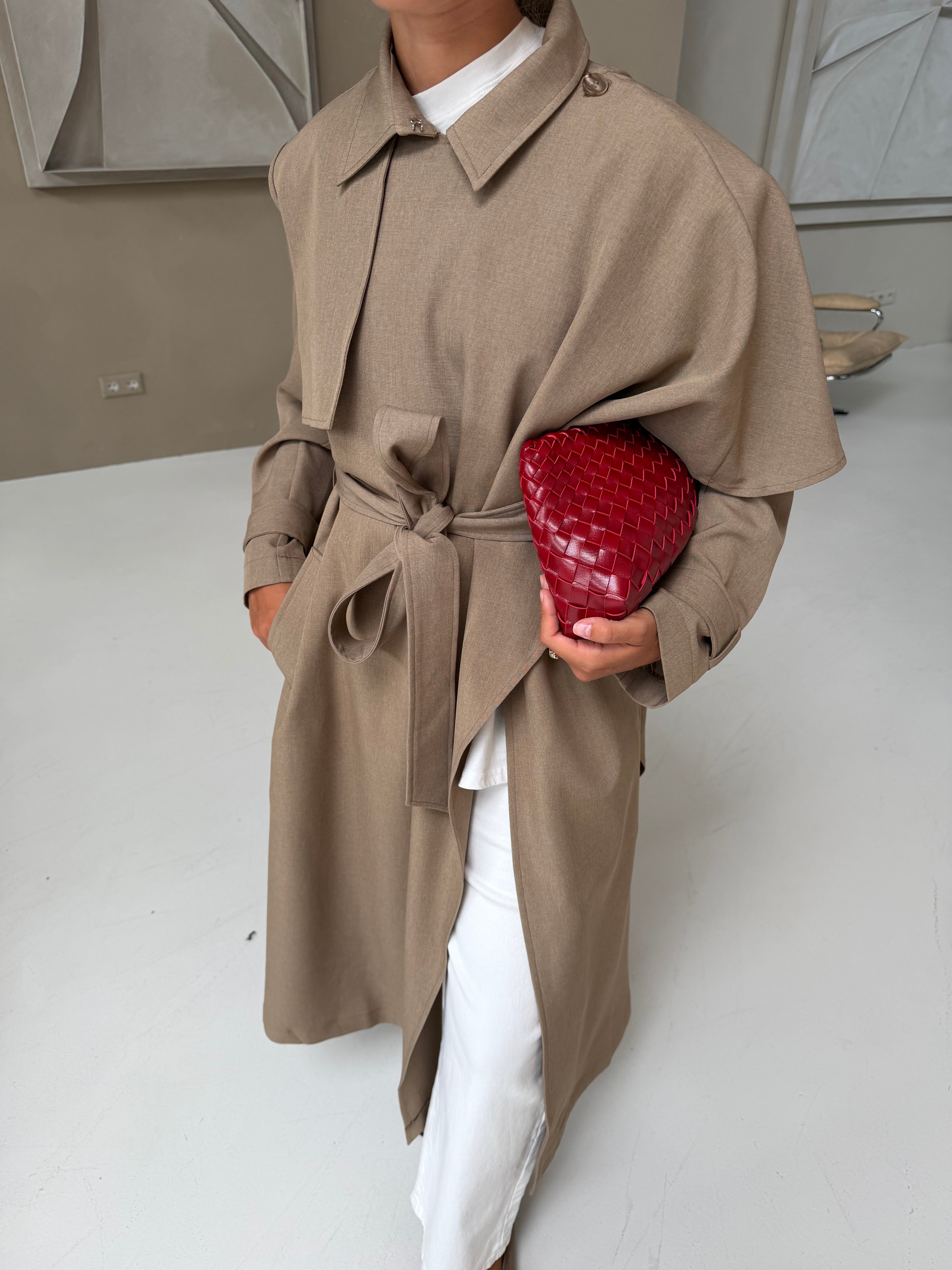 Trench CAPE long beige WV053