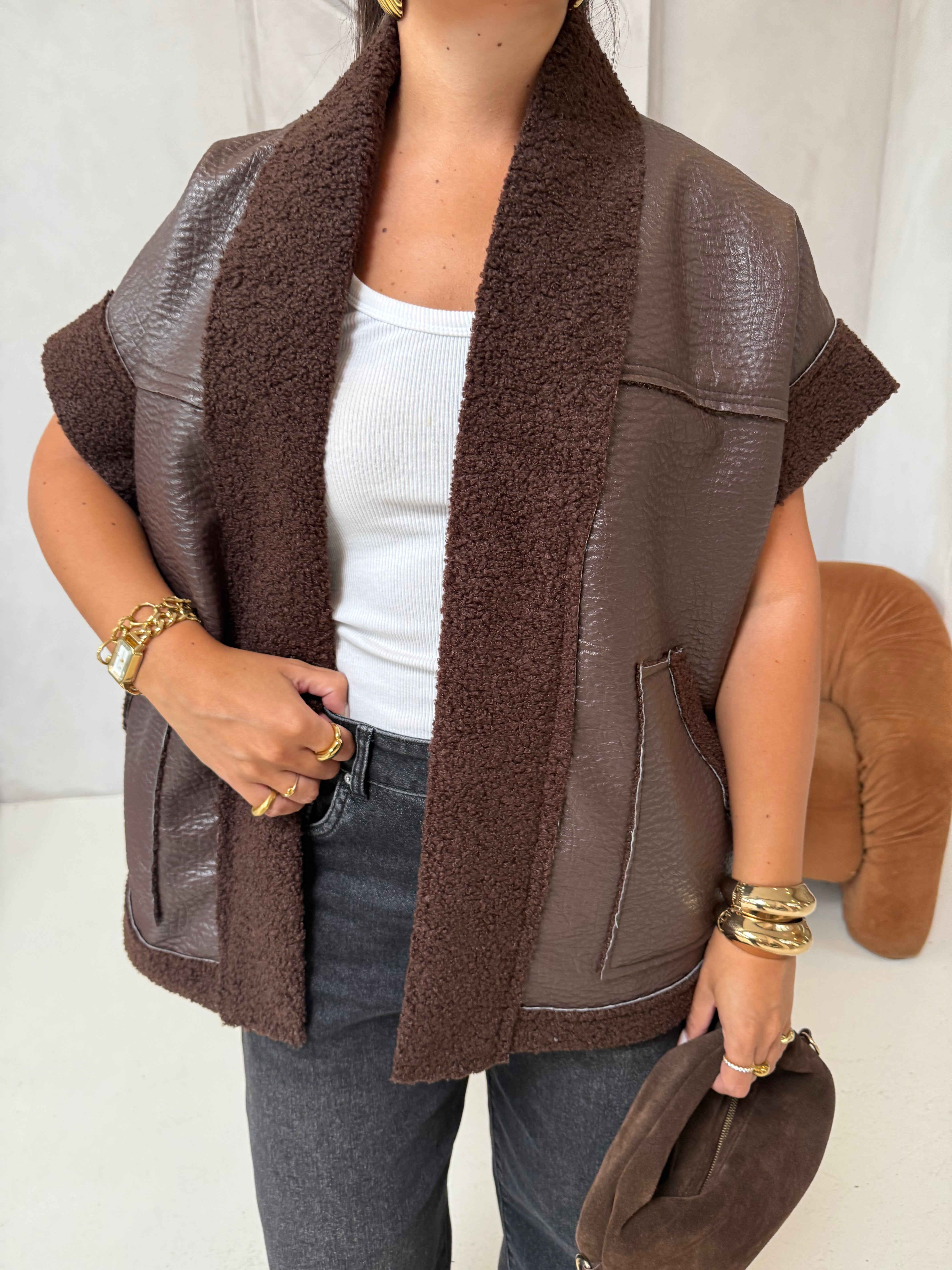 Veste sans manche NANCY marron (13330)