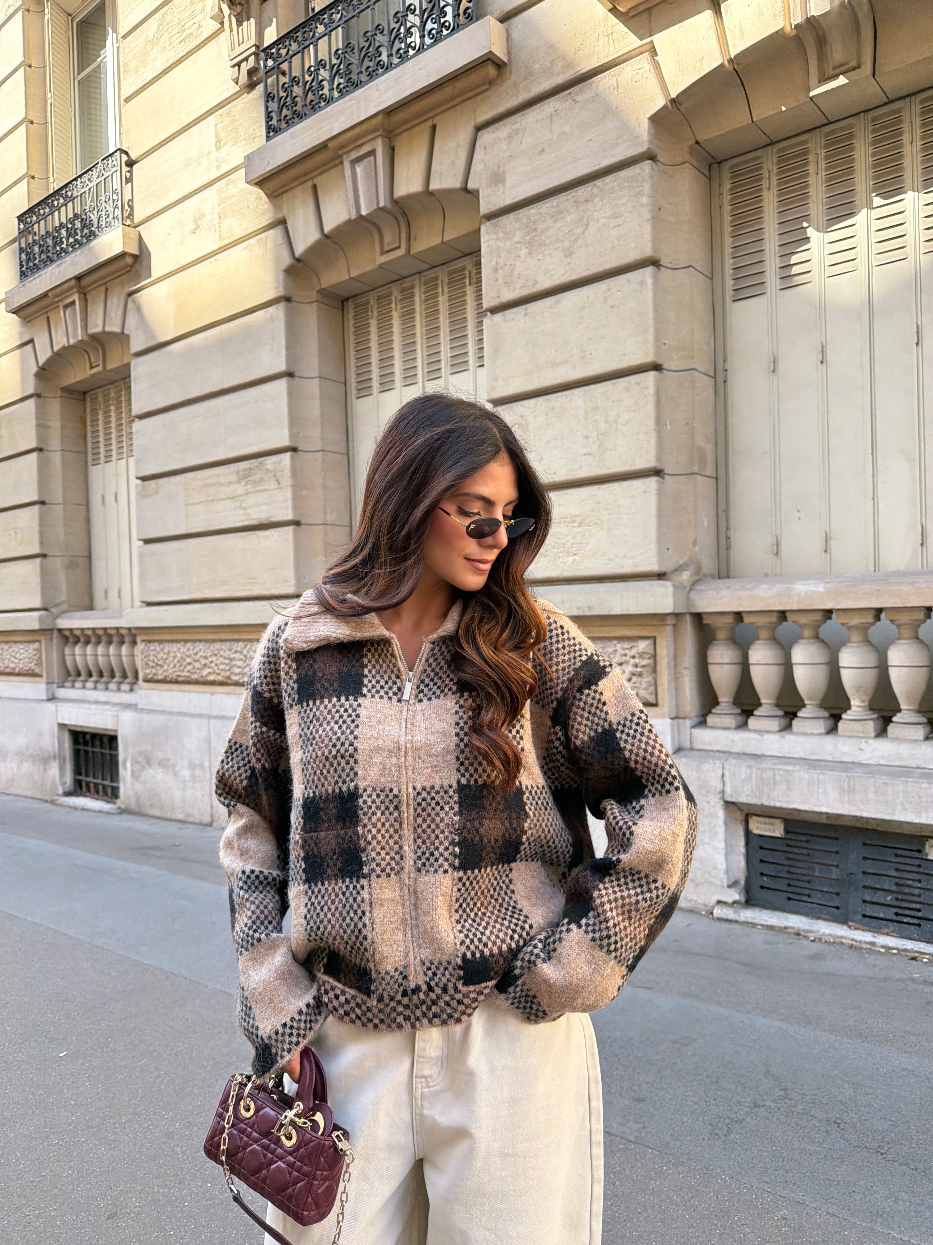 Gilet carreaux LAYA marron (2754)