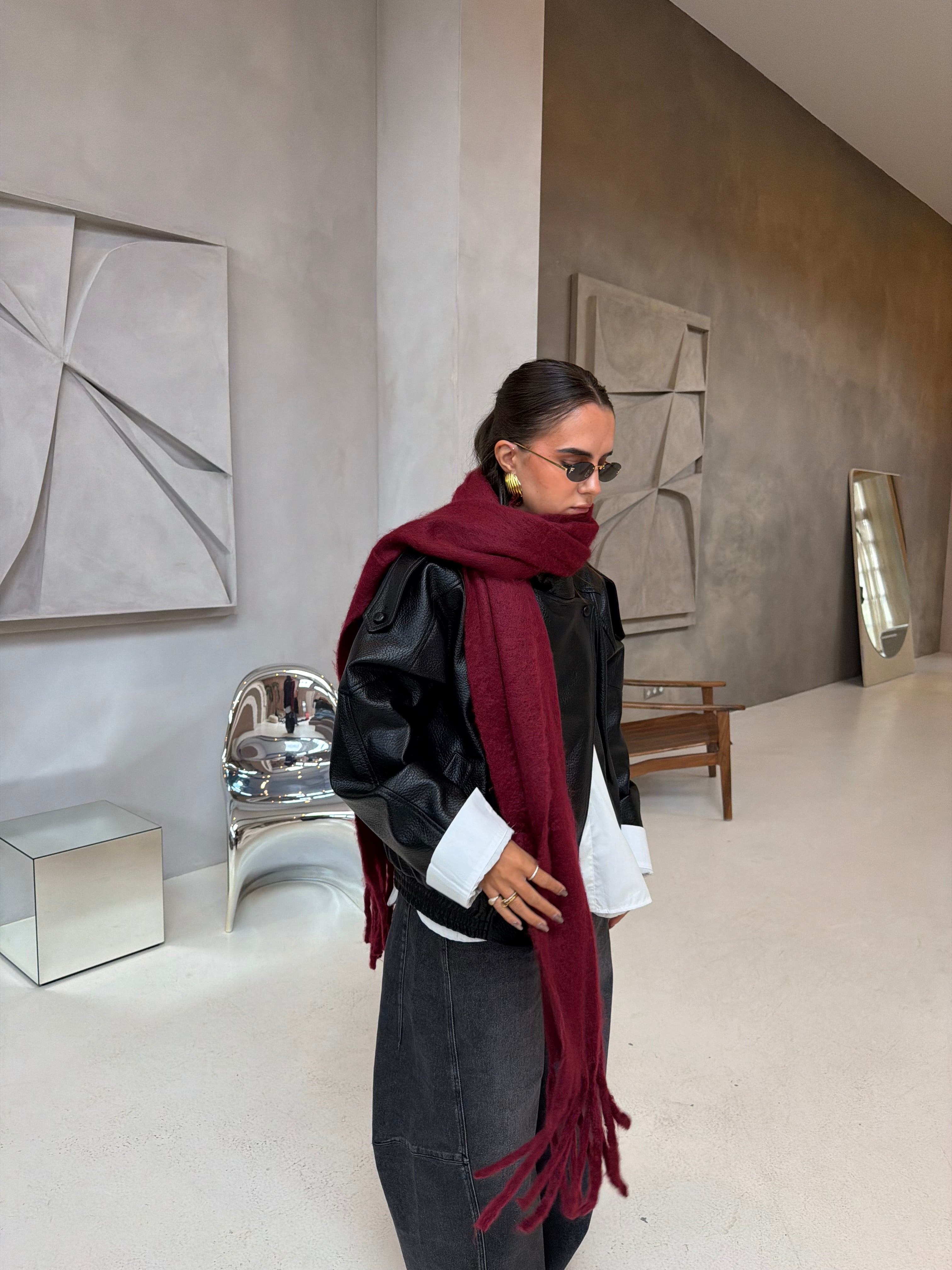 Longue écharpe unie bordeaux