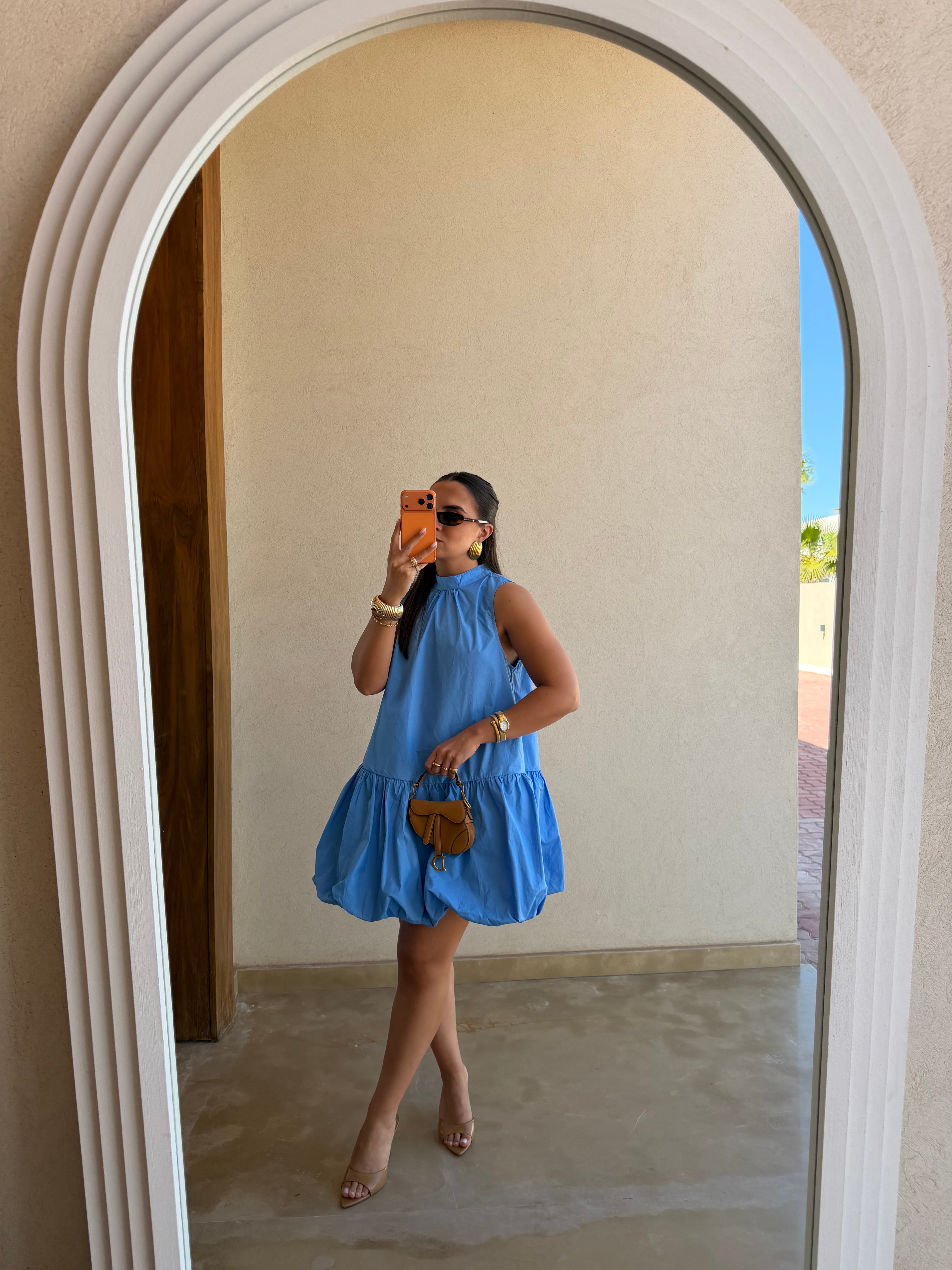 Robe courte ballon bleue (79486)