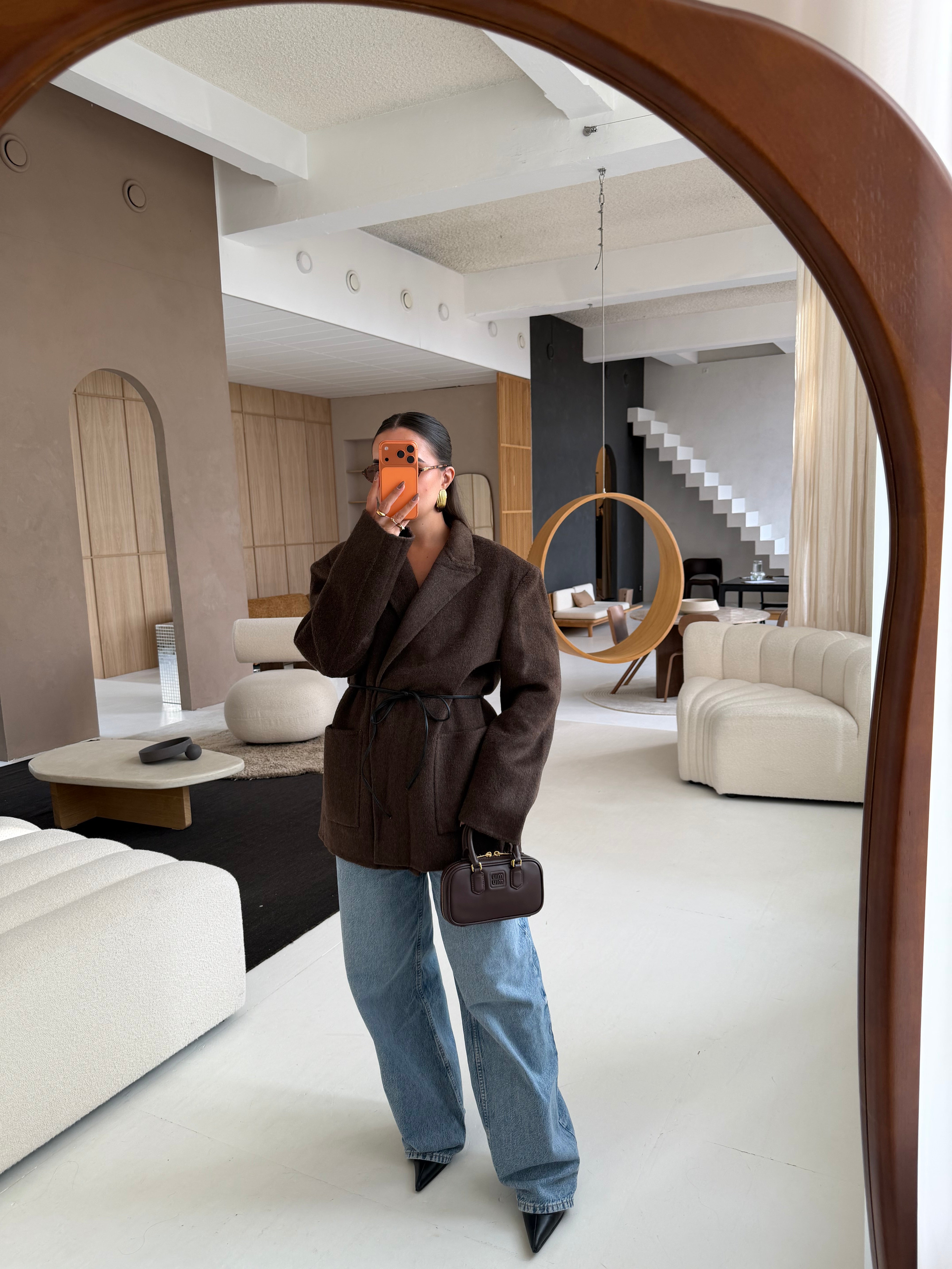 Manteau CACHEMIRE blazer marron (3172)