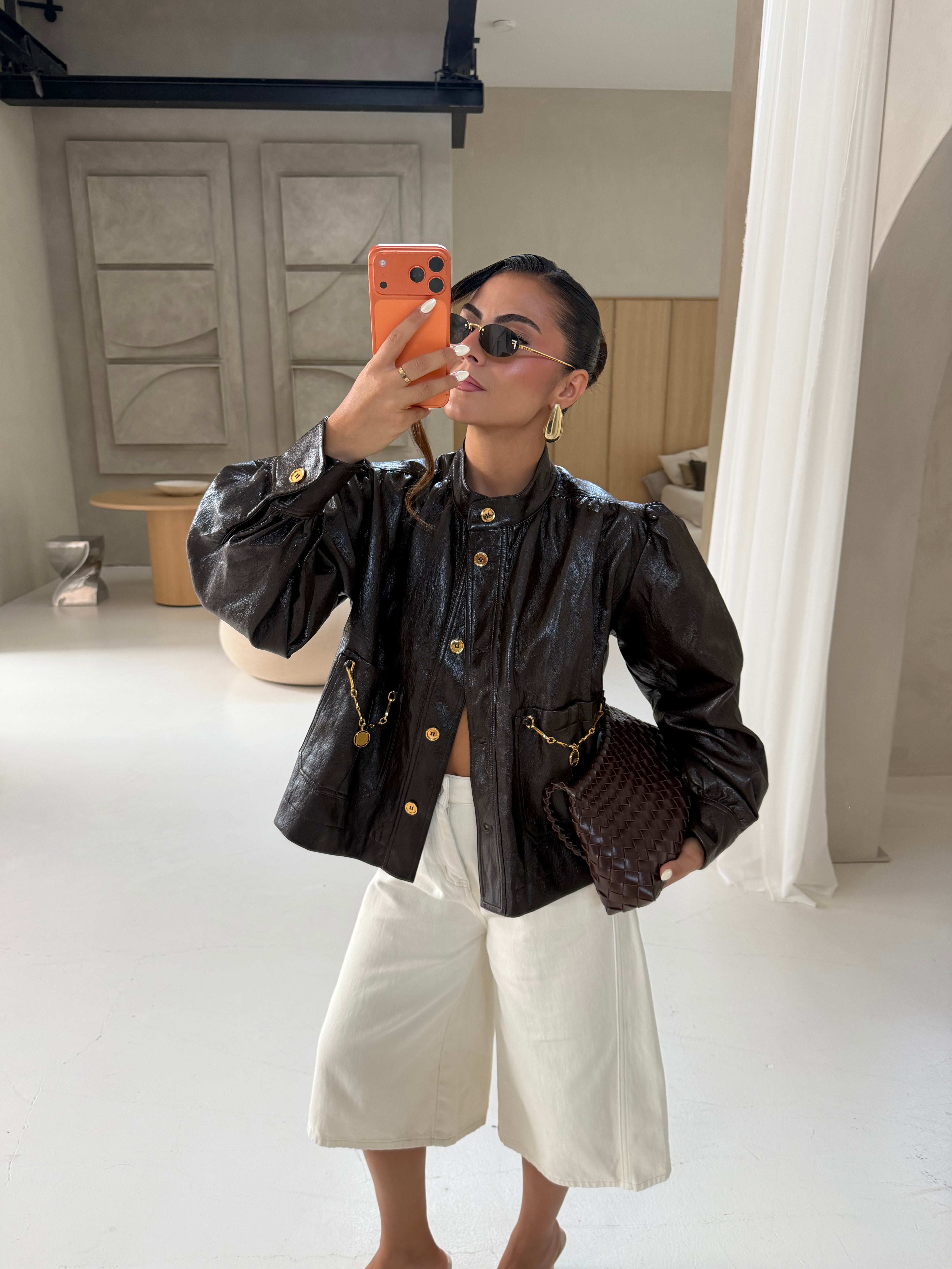 Veste similicuir ISA marron (RD9232)