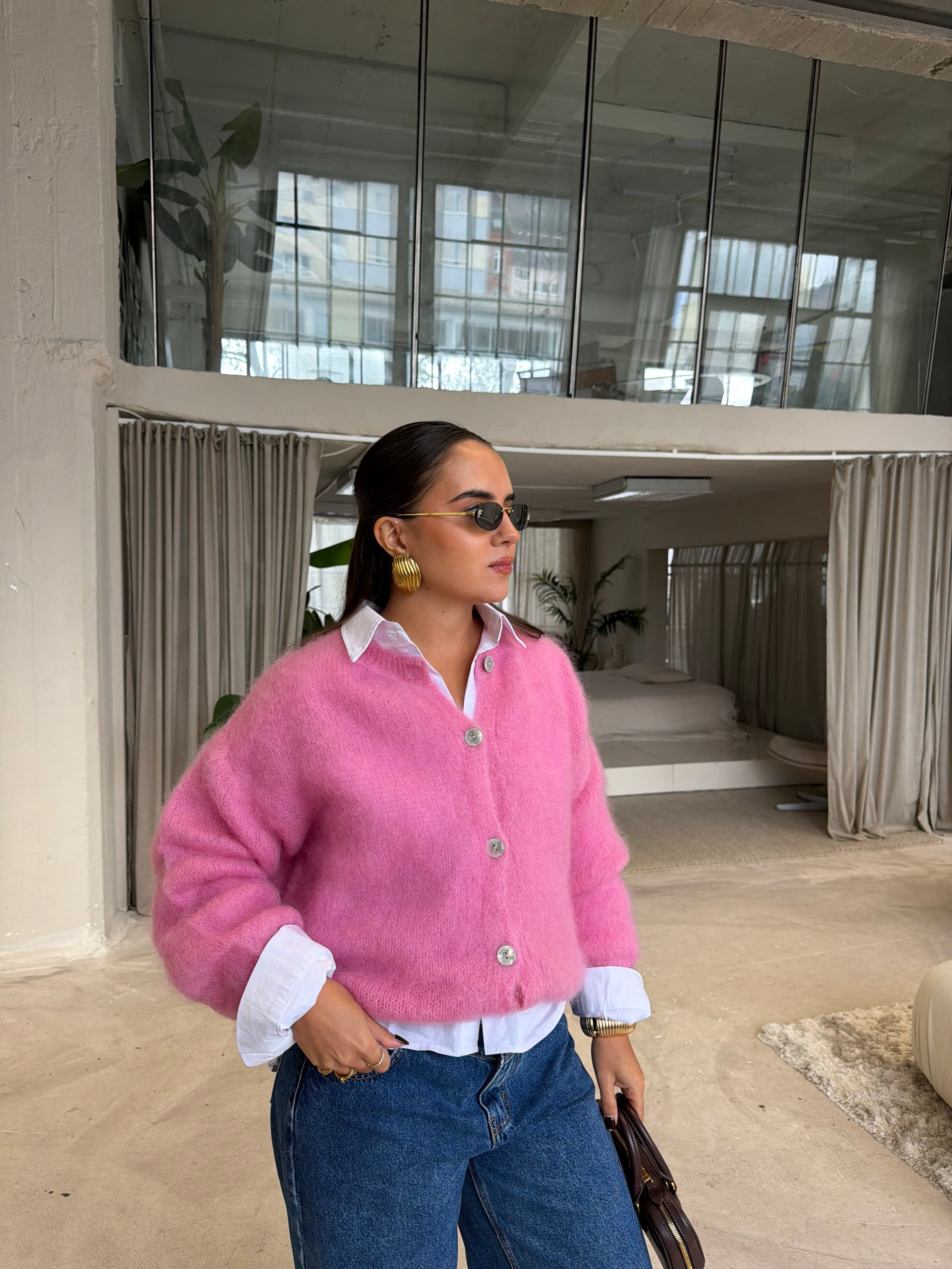 Gilet KID mohair rose (28018)