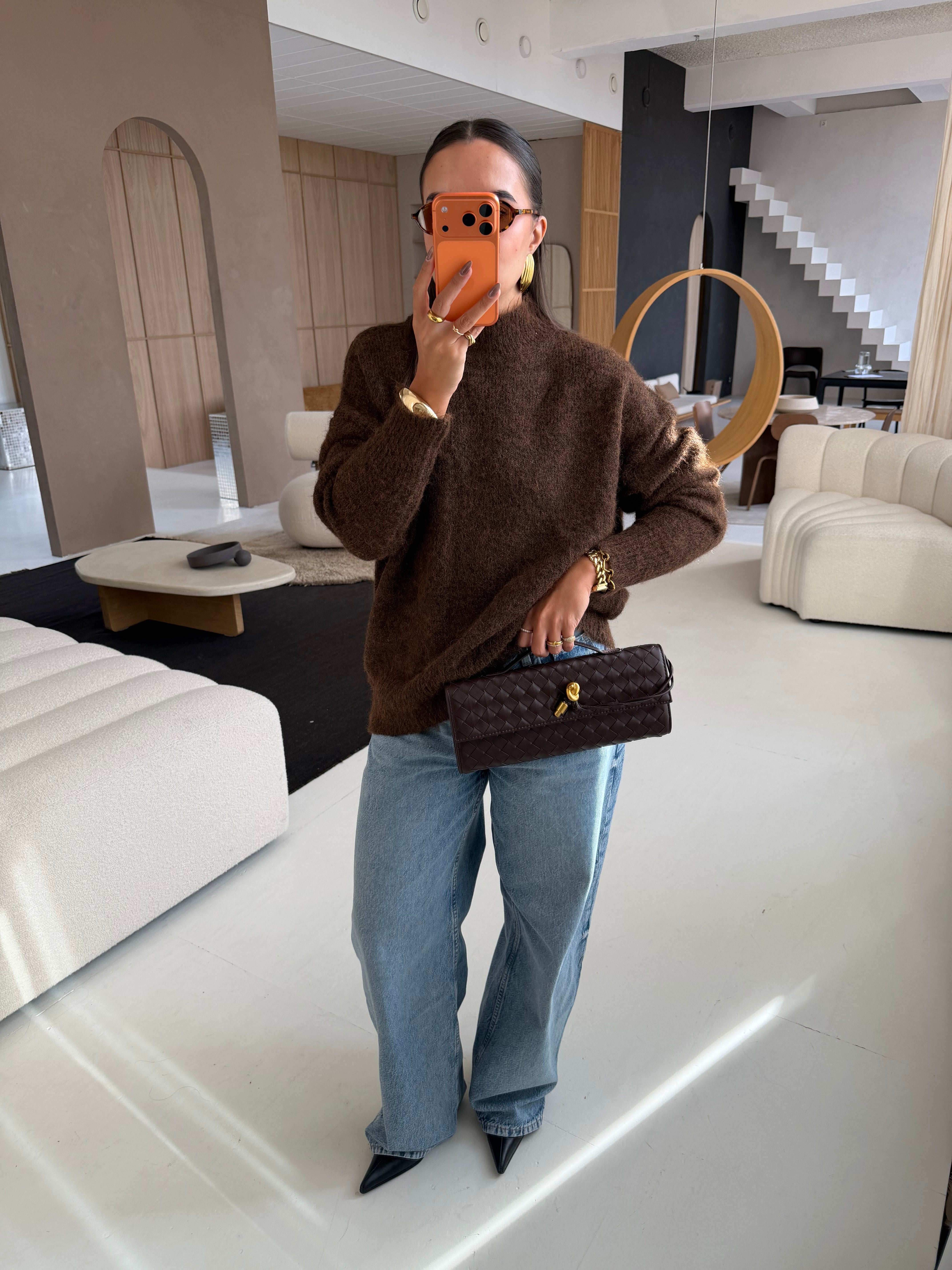 Pull col roulé IVI marron (XS009)