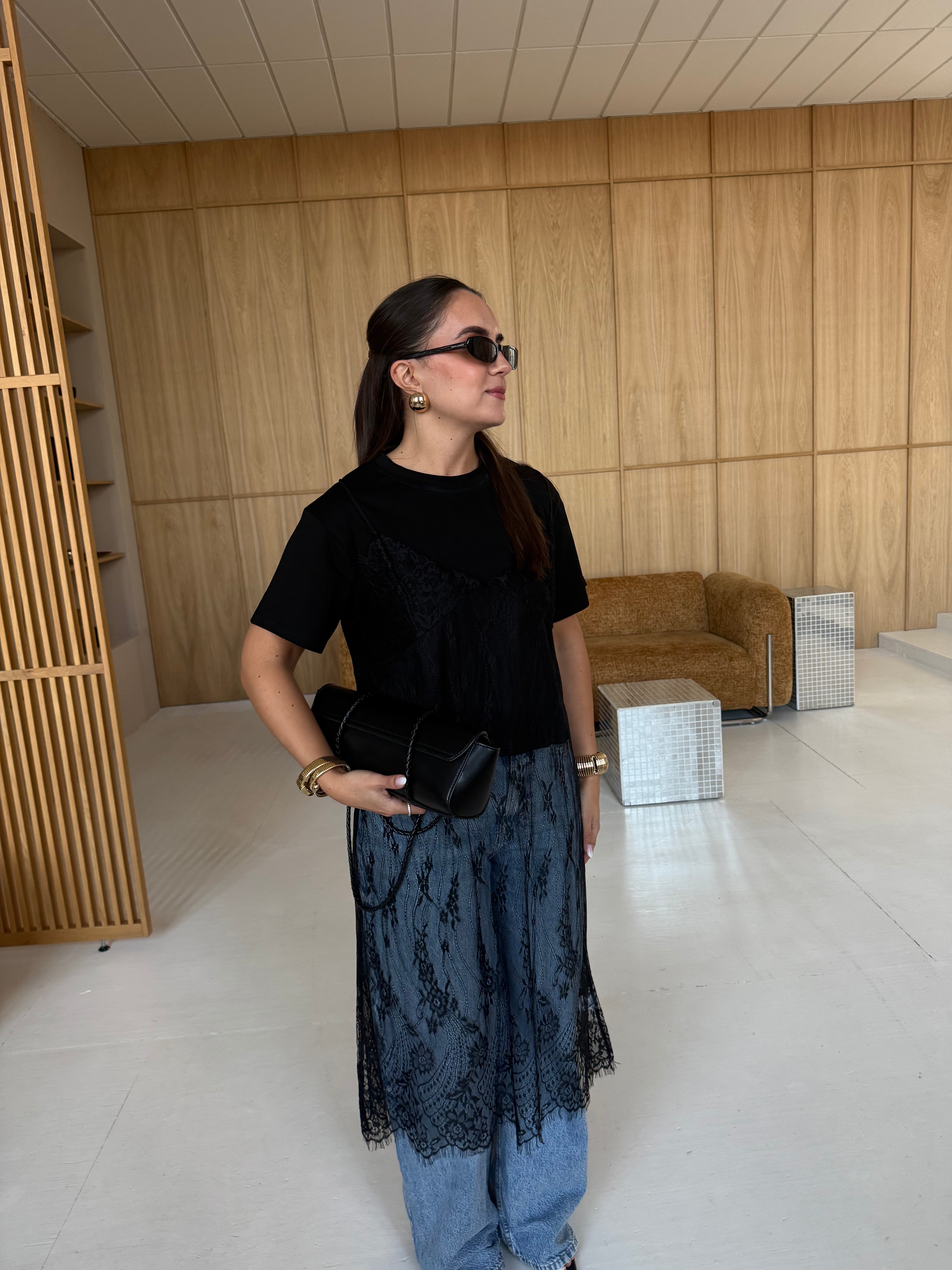 T-shirt dentelle SILIA noir (26CY608)