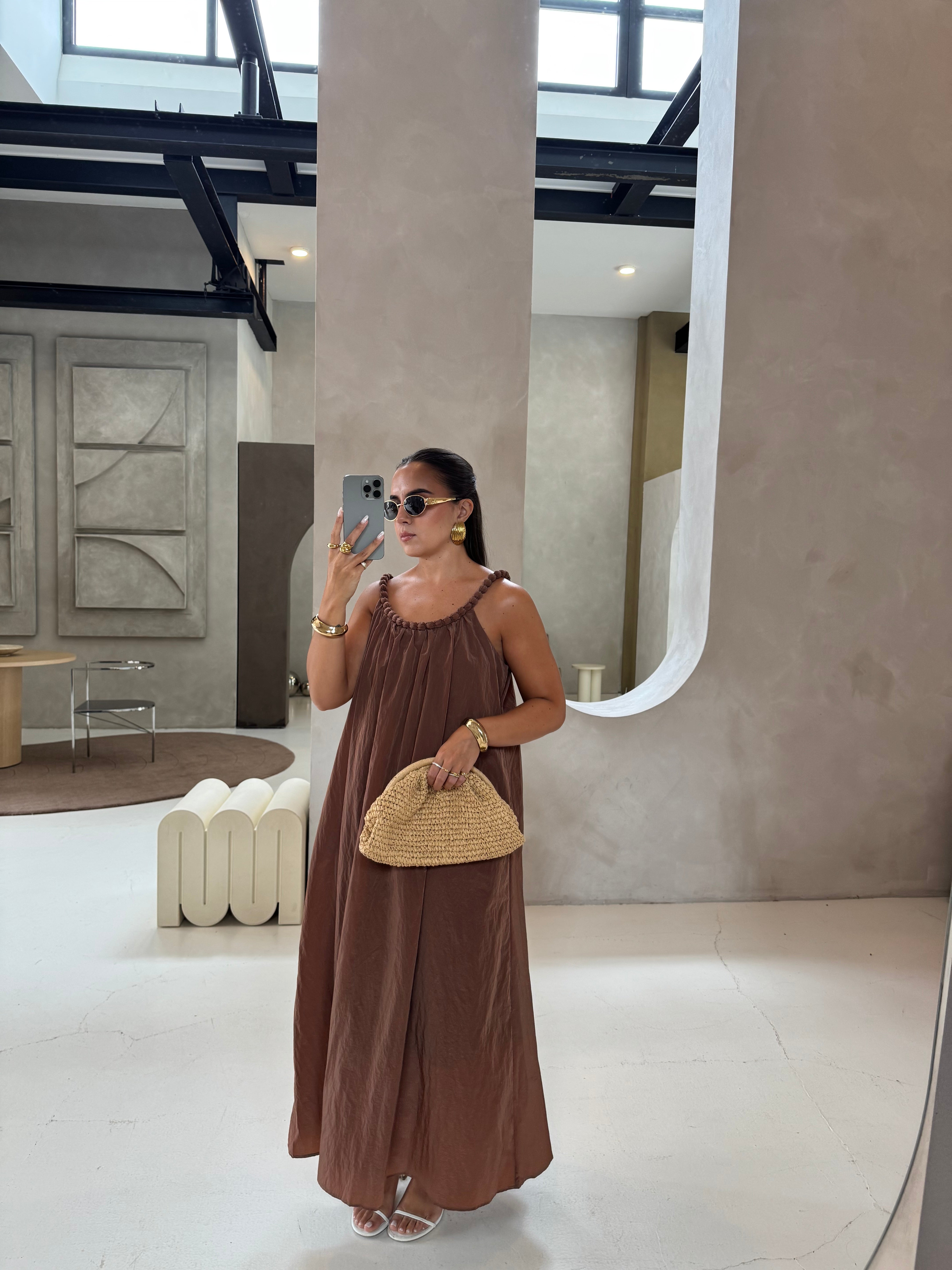Robe ROSANA bretelle marron (SJ2511)