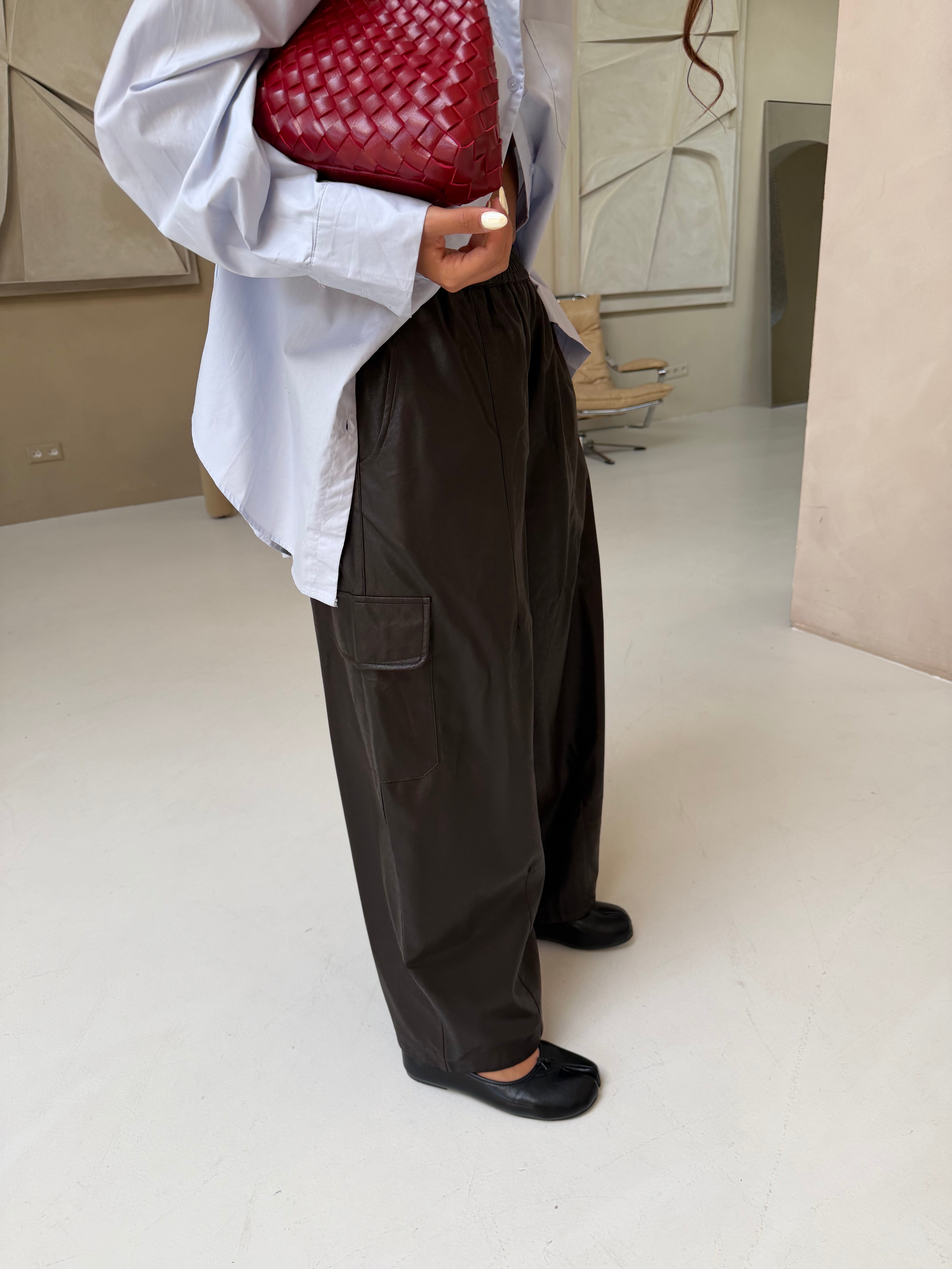 Pantalon ballon SIMILI marron (MA9775)