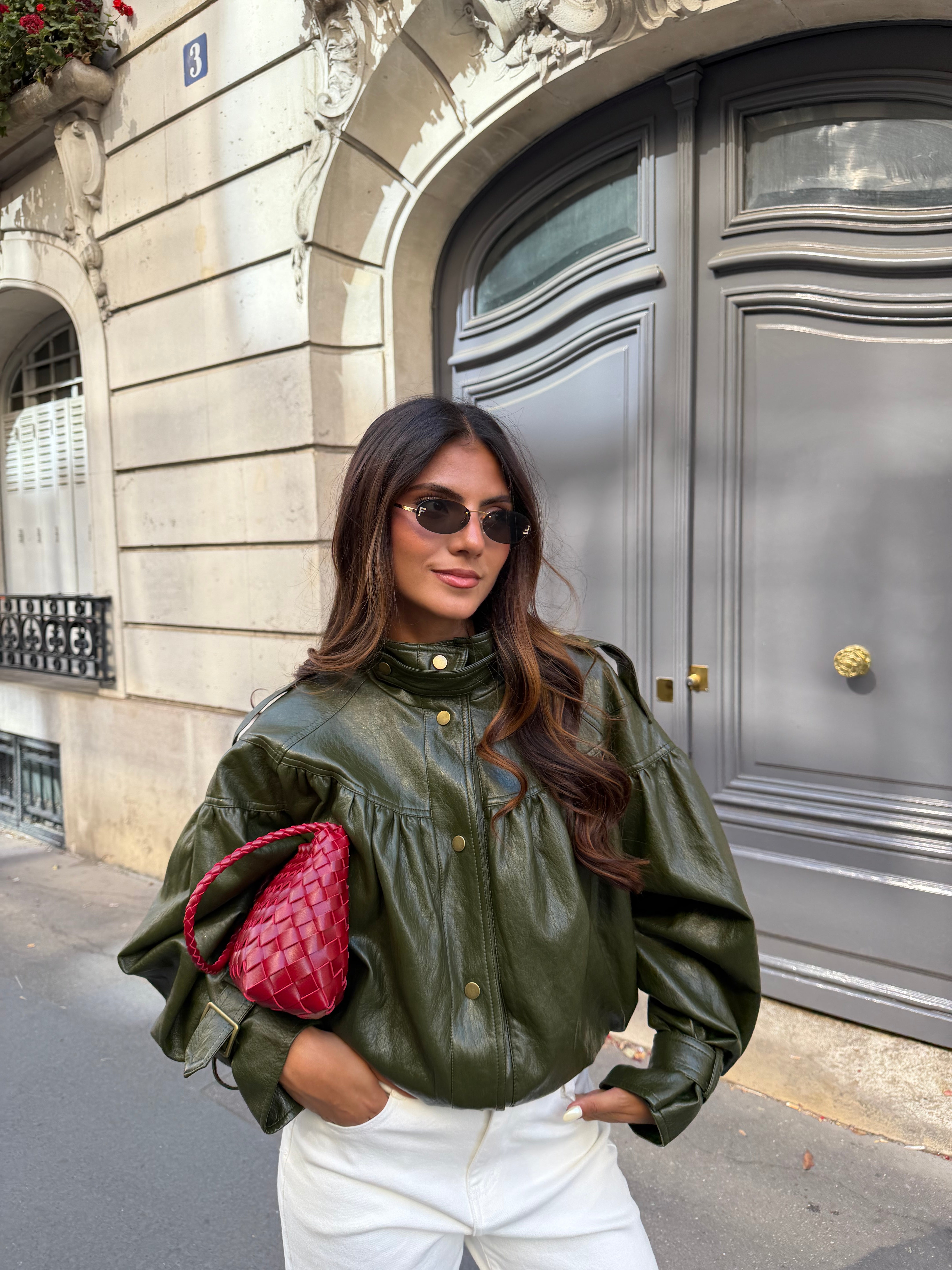Veste similicuir LOLA verte (RD9233)