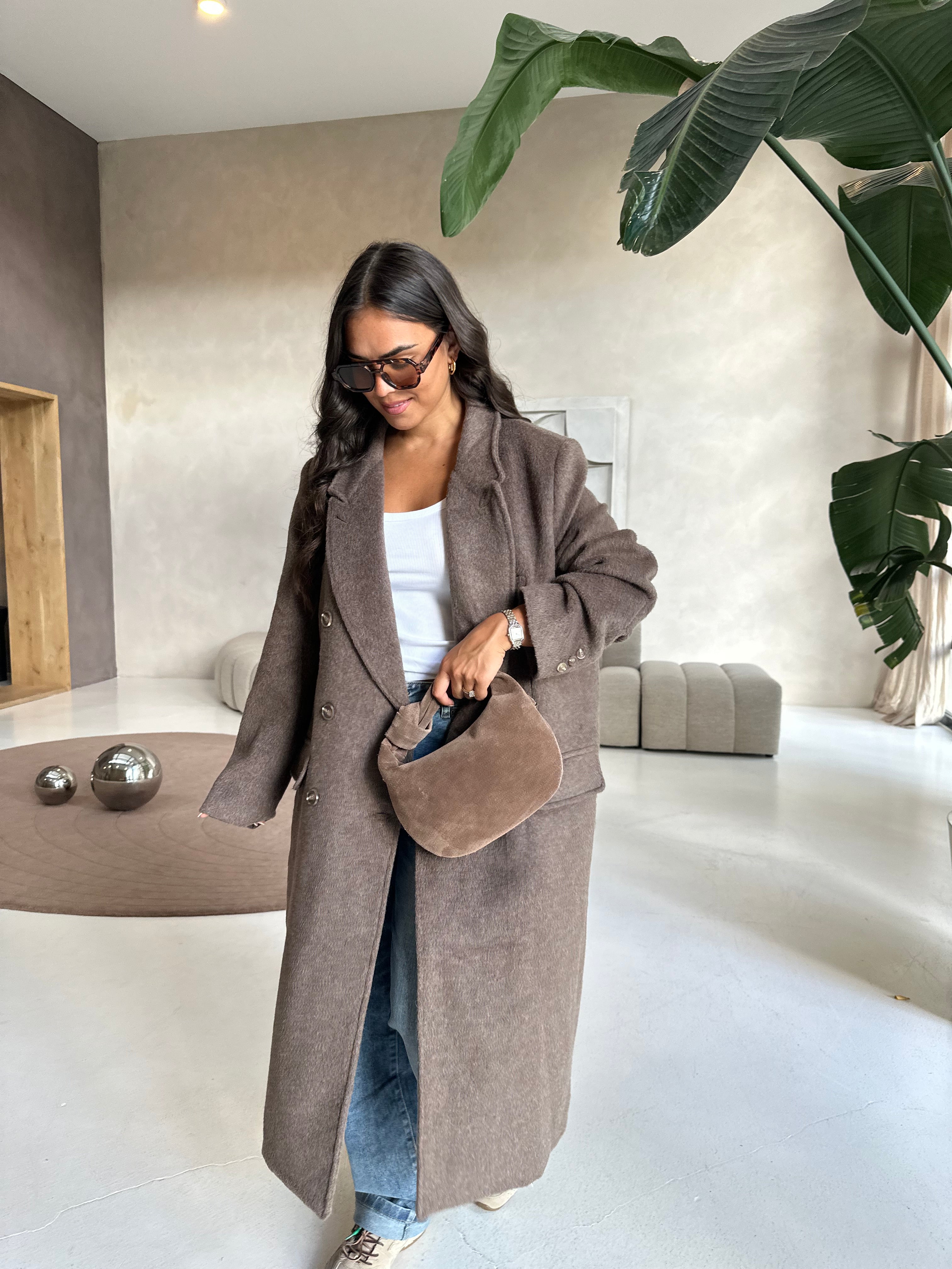 Manteau ZANA long choco (W24768)
