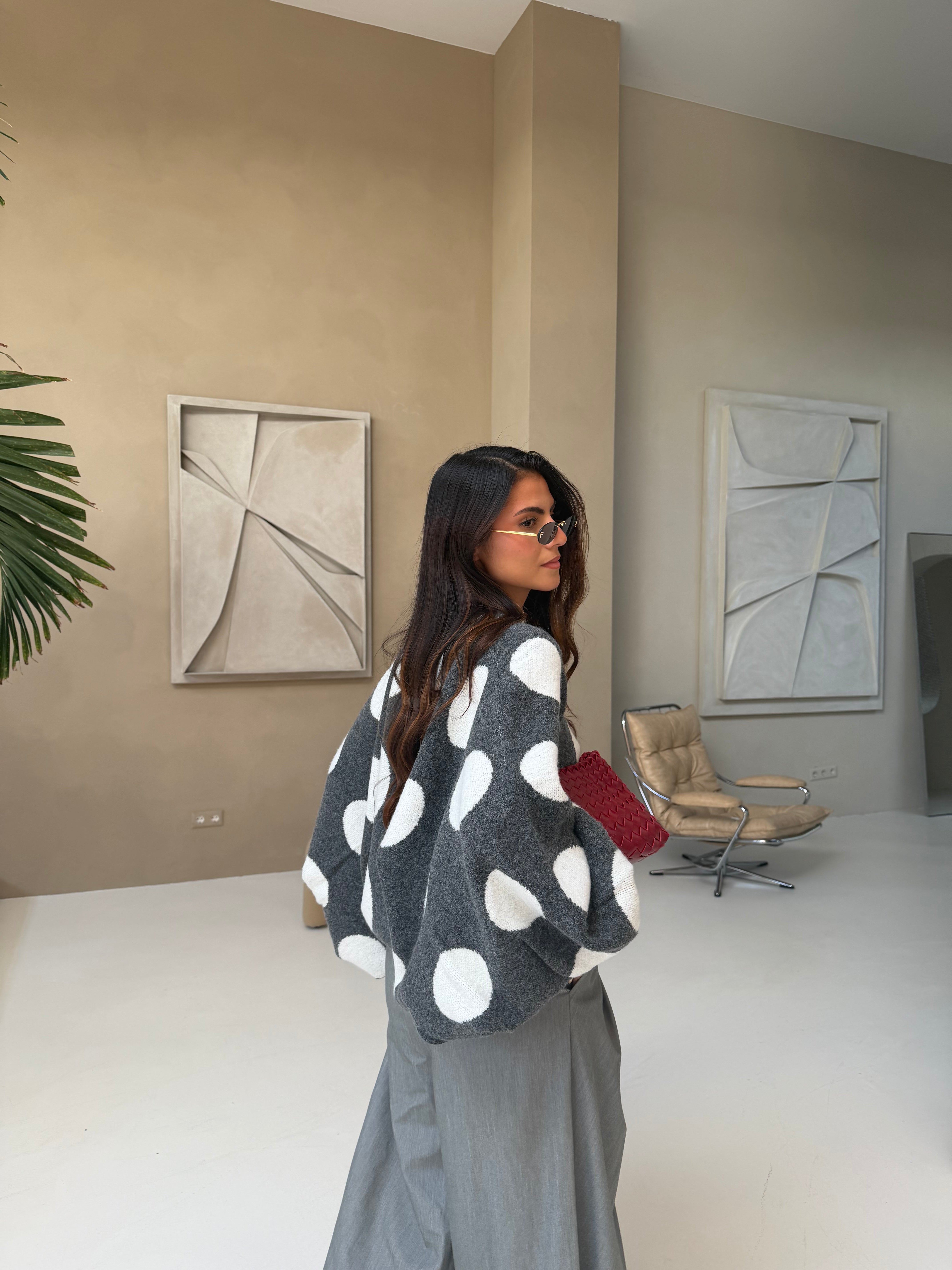 Pull manche bouffante gris ALEXI (5541)