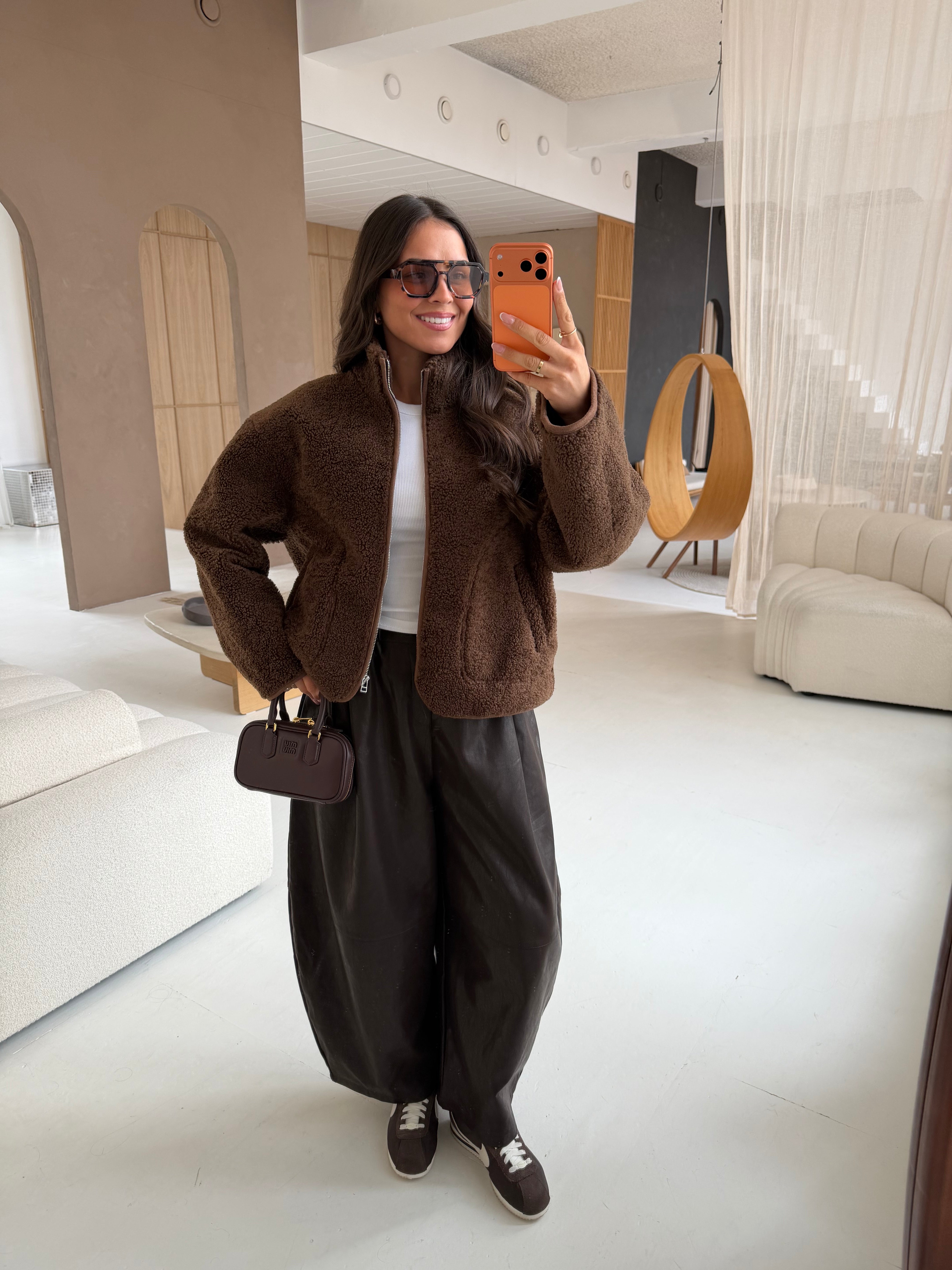 Veste laine bouclée marron (C25259330)